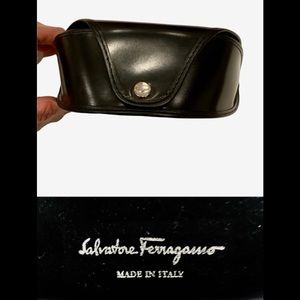 Salvatore Ferragamo Black Vinyl Sunglass Case Made in Italy